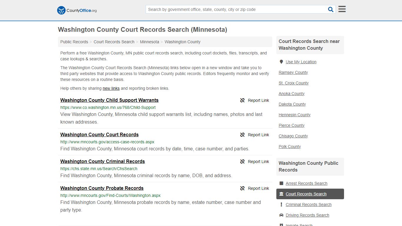 Washington County Court Records Search (Minnesota) - County Office